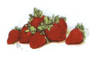 strawberries, fruit, pottery