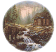 LOG CABIN, bear, BEARs, lodge, northwoods, pottery, woods