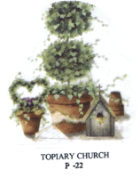 topiary, church, birdhouse, plants, trees, ivy