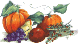 fall, autumn, pumpkins, grapes, apples, pottery