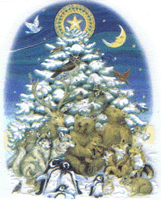 winter, christmas tree, animals, penguins, pottery