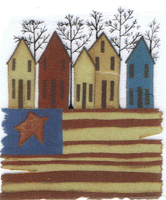 americana, american, flag, primitive, red white and blue, pottery, rustic