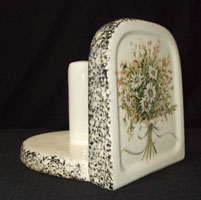 paper towel holder, pottery, floral