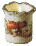 votive candle holder, pottery, apples